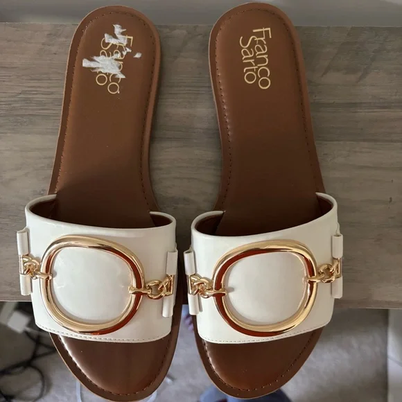 Franco Sarto White Slide Sandals NWOT - Picture 3 of 9
